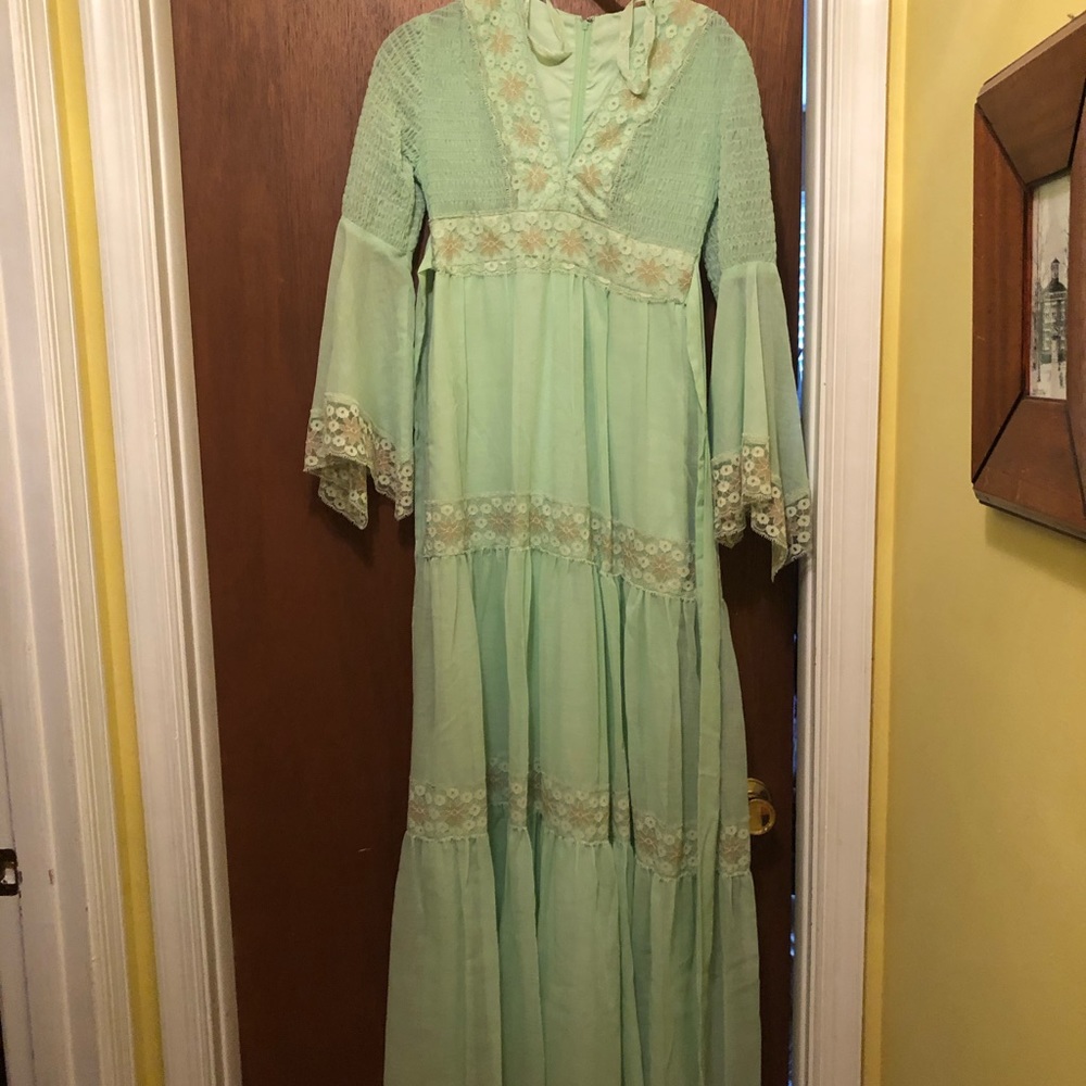 Vintage 70s bell sleeve dress hippie - Picture 8 of 8